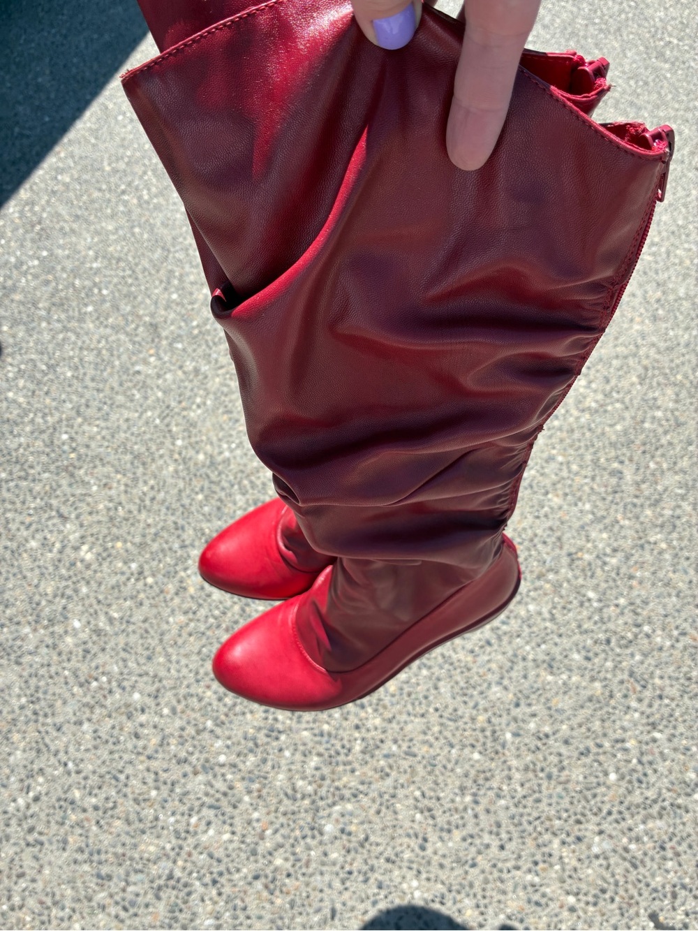 Miz Mooz Women's leather Charley Red Slouch Knee-High Boots - Picture 2 of 6